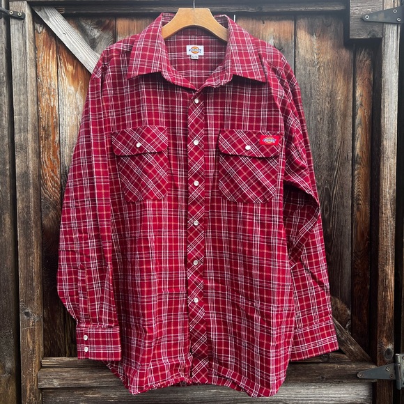 NWOT - Dickies Flannel Western Cowboy Long Sleeve Button Down Shirt - Picture 6 of 9